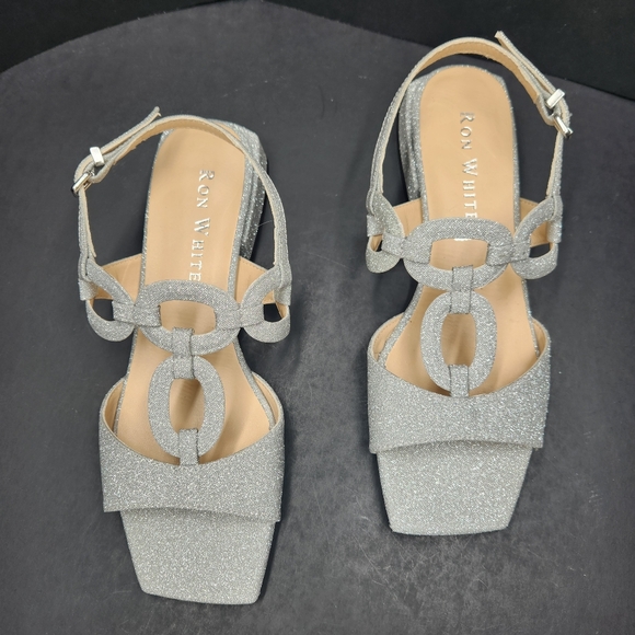 Ron White Shoes - Ron White Dress Sandals 7 Silver Glitter Beverly Wedding Made Italy New $495